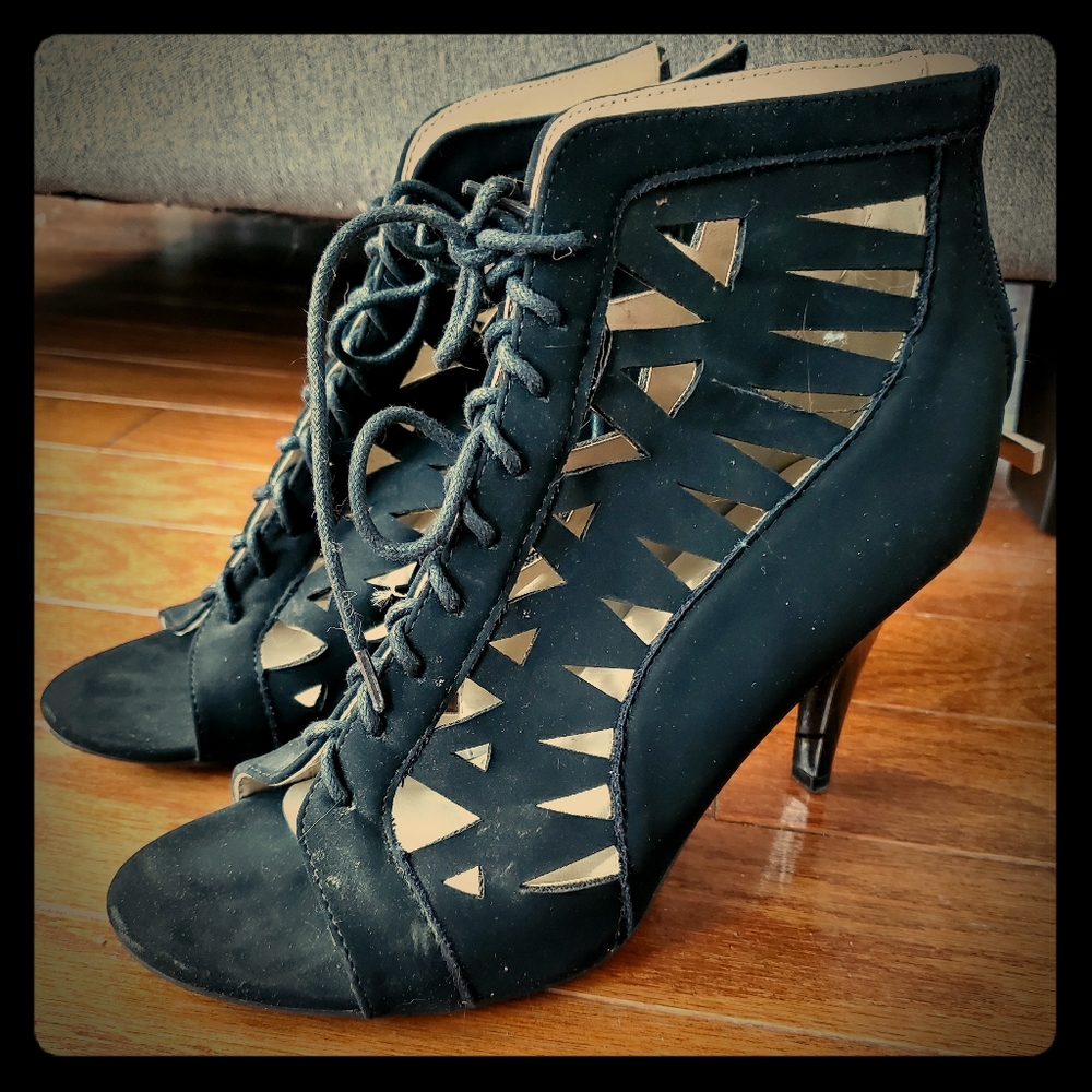 Lace Up Open Toe Booties